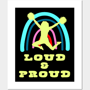 Loud Proud Cheerleader with Boho Rainbow Posters and Art